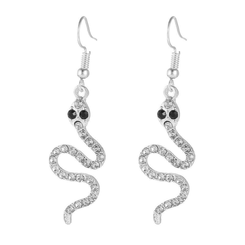Wholesale Exaggerated snake earrings long diamond earrings